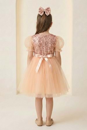 Balon Kol Pul Payet Kız Çocuk Tütü Elbise M00751