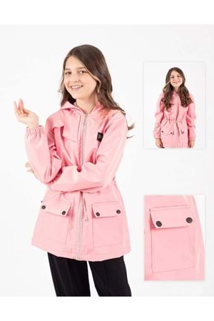 Kız Çocuk Mevsimlik Su İtici Çıtçıt Kapamalı Cepli Yağmurluk M00752