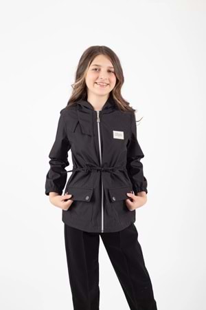 Kız Çocuk Mevsimlik Su İtici Çıtçıt Kapamalı Cepli Yağmurluk M00752