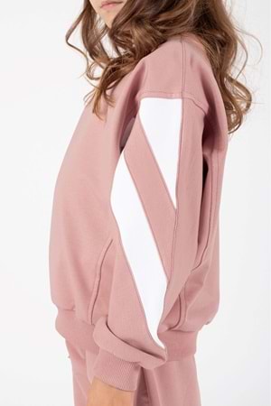 Kız Çocuk Yarasa Kol Şerit Detaylı Alt-Üst Eşofman Takımı M00755