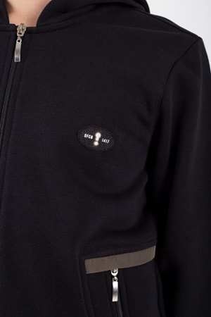 Erkek Çocuk Fermuar Kapamalı Kapüşonlu Arma Detaylı Eşofman Takımı M00757