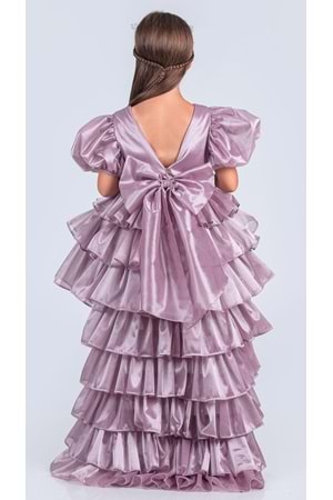 Kız Çocuk Eklenebilir Kuyruk Detaylı, Taçlı Aspendos Abiye Elbise M00758