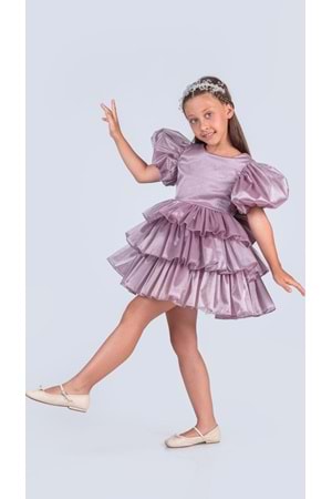 Kız Çocuk Eklenebilir Kuyruk Detaylı, Taçlı Aspendos Abiye Elbise M00758