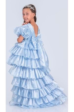 Kız Çocuk Eklenebilir Kuyruk Detaylı, Taçlı Aspendos Abiye Elbise M00758