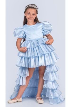 Kız Çocuk Eklenebilir Kuyruk Detaylı, Taçlı Aspendos Abiye Elbise M00758