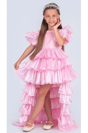 Kız Çocuk Eklenebilir Kuyruk Detaylı, Taçlı Aspendos Abiye Elbise M00758