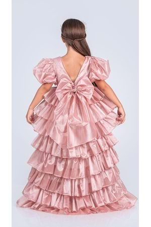 Kız Çocuk Eklenebilir Kuyruk Detaylı, Taçlı Aspendos Abiye Elbise M00758