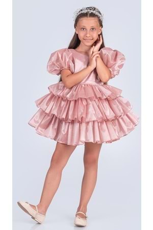 Kız Çocuk Eklenebilir Kuyruk Detaylı, Taçlı Aspendos Abiye Elbise M00758