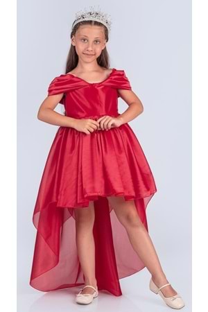 Kız Çocuk Düşük Omuz Detaylı Işıltılı Prenses Elbisesi M00760