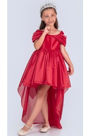 Kız Çocuk Düşük Omuz Detaylı Işıltılı Prenses Elbisesi M00760