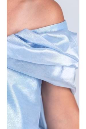 Kız Çocuk Düşük Omuz Detaylı Işıltılı Prenses Elbisesi M00760