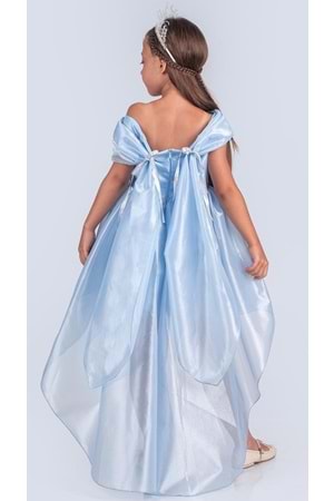 Kız Çocuk Düşük Omuz Detaylı Işıltılı Prenses Elbisesi M00760