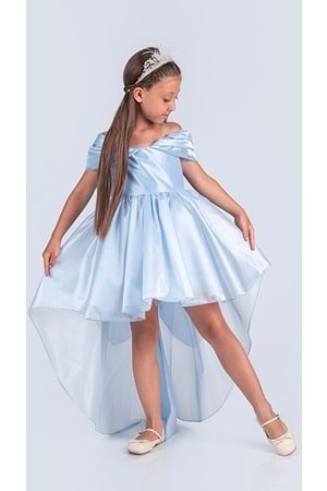 Kız Çocuk Düşük Omuz Detaylı Işıltılı Prenses Elbisesi M00760