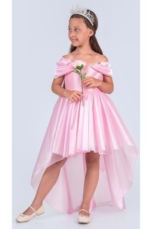 Kız Çocuk Düşük Omuz Detaylı Işıltılı Prenses Elbisesi M00760