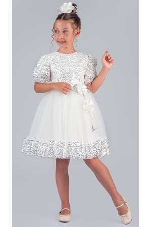 Kız Çocuk Etek Ucu Pullu Venna Abiye Elbise M00761