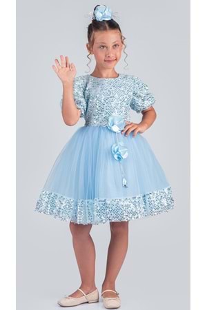 Kız Çocuk Etek Ucu Pullu Venna Abiye Elbise M00761