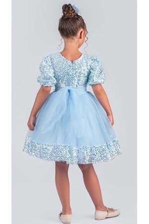 Kız Çocuk Etek Ucu Pullu Venna Abiye Elbise M00761