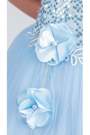 Kız Çocuk Etek Ucu Pullu Venna Abiye Elbise M00761