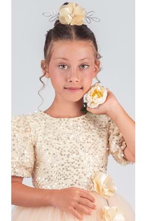 Kız Çocuk Etek Ucu Pullu Venna Abiye Elbise M00761