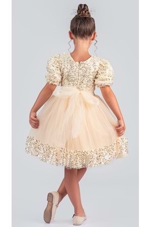 Kız Çocuk Etek Ucu Pullu Venna Abiye Elbise M00761