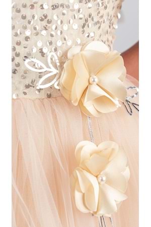 Kız Çocuk Etek Ucu Pullu Venna Abiye Elbise M00761