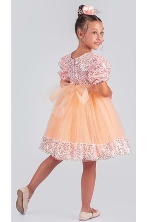 Kız Çocuk Etek Ucu Pullu Venna Abiye Elbise M00761