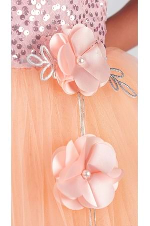 Kız Çocuk Etek Ucu Pullu Venna Abiye Elbise M00761