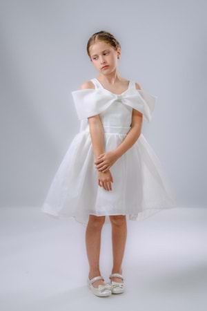 Kız Çocuk Taş Fiyonklu İsalon Elbise M00763