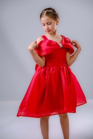Kız Çocuk Taş Fiyonklu İsalon Elbise M00763