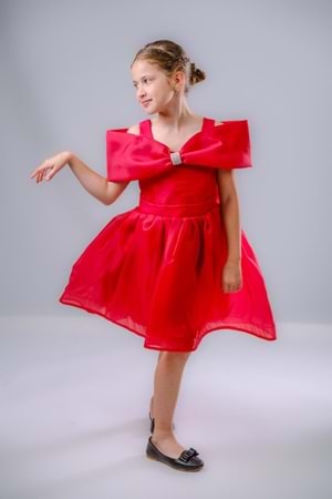 Kız Çocuk Taş Fiyonklu İsalon Elbise M00763