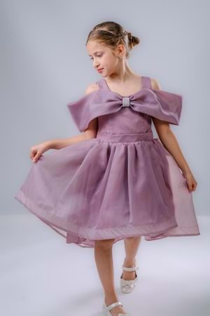 Kız Çocuk Taş Fiyonklu İsalon Elbise M00763