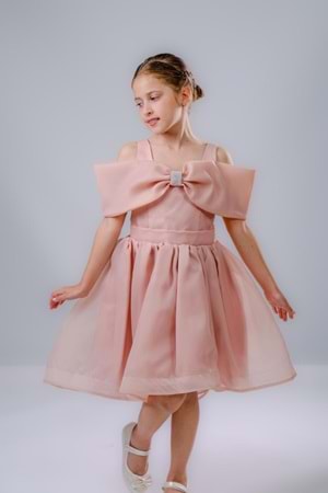 Kız Çocuk Taş Fiyonklu İsalon Elbise M00763