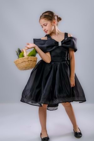Kız Çocuk Taş Fiyonklu İsalon Elbise M00763