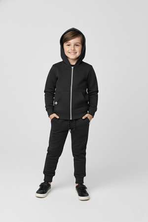 Erkek Çocuk Fermuar Kapamalı Kapüşonlu Mevsimlik Eşofman Takımı M00765