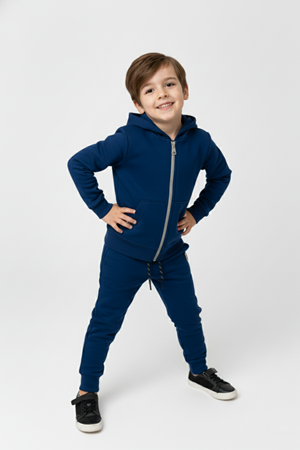 Erkek Çocuk Fermuar Kapamalı Kapüşonlu Mevsimlik Eşofman Takımı M00765