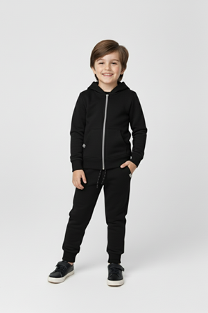 Erkek Çocuk Fermuar Kapamalı Kapüşonlu Mevsimlik Eşofman Takımı M00765