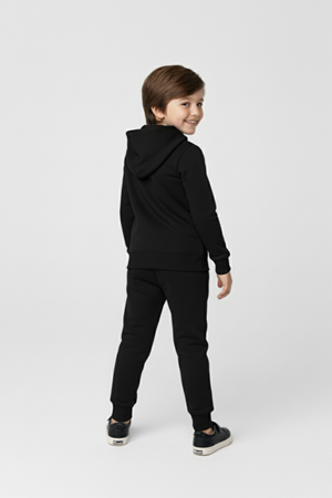 Erkek Çocuk Fermuar Kapamalı Kapüşonlu Mevsimlik Eşofman Takımı M00765