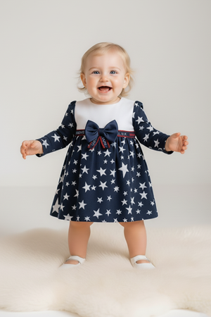 Yıldız Desen Kız Bebek Günlük Elbise M00769