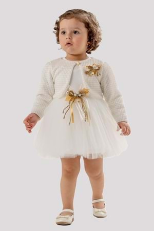 Triko Bolerolu Kız Bebek Elbise M00770