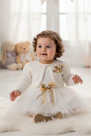 Triko Bolerolu Kız Bebek Elbise M00770