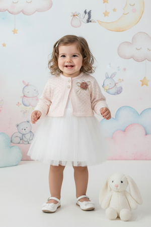 Triko Bolerolu Kız Bebek Elbise M00770