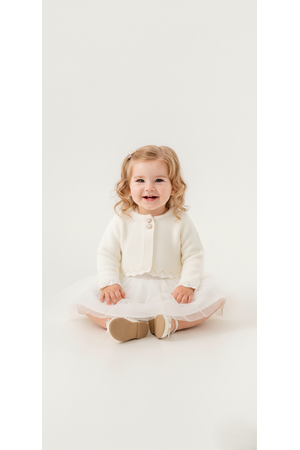 Triko Bolerolu Kız Bebek Elbise M00772