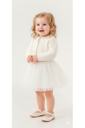Triko Bolerolu Kız Bebek Elbise M00772