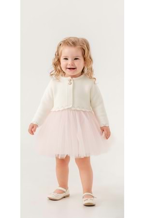 Triko Bolerolu Kız Bebek Elbise M00772