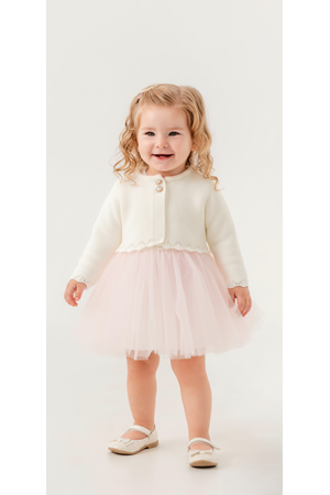 Triko Bolerolu Kız Bebek Elbise M00772