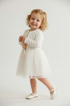 Triko Bolerolu Bel Çiçekli Kız Bebek Elbise M00773