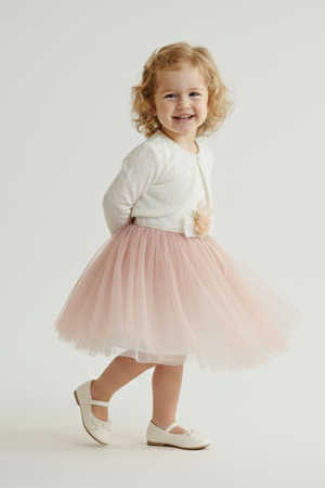 Triko Bolerolu Bel Çiçekli Kız Bebek Elbise M00773