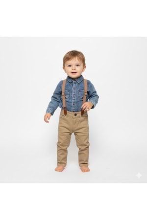 Jeans Gömlek Gabardin Pantolon Erkek Bebek Takımı M00774