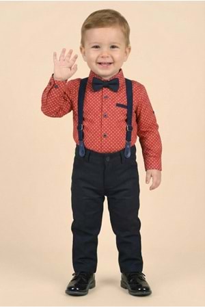 Erkek Bebek Askı Papyon Gömlek Pantolon Takım M00785
