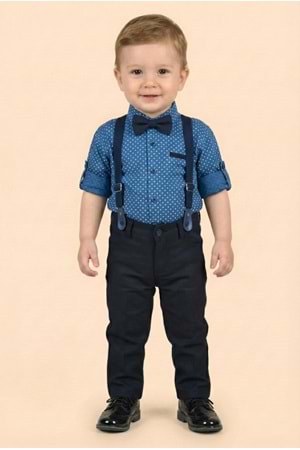 Erkek Bebek Askı Papyon Gömlek Pantolon Takım M00785